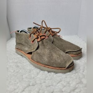 Santorisan Benirras Women's Size 10.5 Gray Leather Flat Walking Low Desert Boot